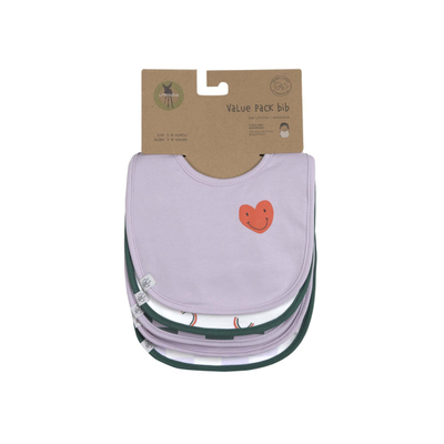 Set përparëse bebe Lässig Happy Heart, 5 copë, të papërshkueshme nga uji, lejla