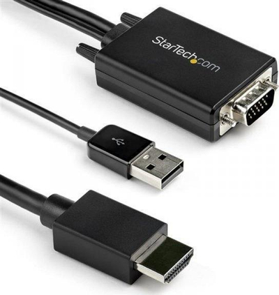 Kabull adaptor Startech VGA në HDMI, 1080p, 2m, i zi