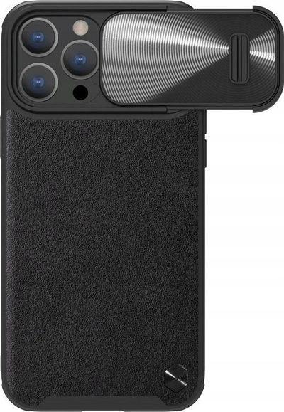 Mbulesë telefoni Nillkin CamShield Leather S, për iPhone 14 Pro Max, me kapak kamere, e zezë