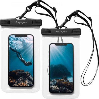 Mbrojtëse universale e papërshkueshme nga uji Spigen A601, deri 8", IPX8, transparente, set 2 copë