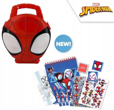 Set kreativ 3D Spiderman SP50068, kuti me dorezë, vula dhe bojëra, shumëngjyrësh