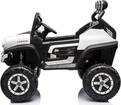 Makina elektrike për fëmijë LEAN CARS Mercedes Unimog S, 12V, telekomandë prindi, e bardhë