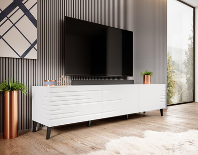 Komodë TV CMA Nova, 186 cm, 3 dyer, e bardhë mat