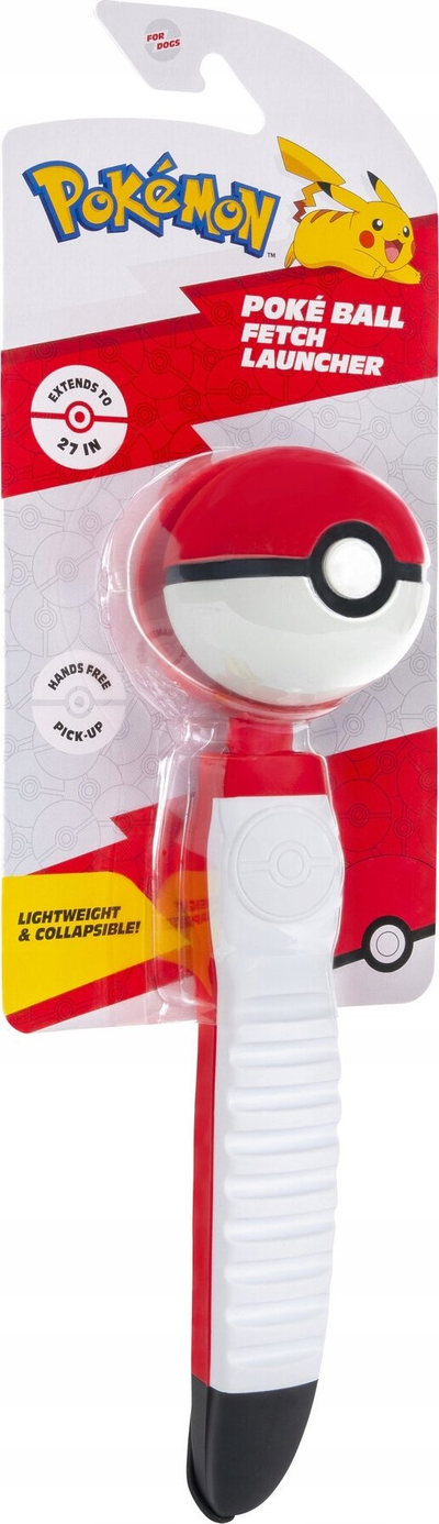 Lodër hedhëse për qen Pokemon Poke Ball, teleskopike, me top gome 2.5"