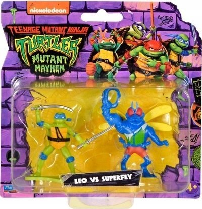 Фигура за акција Playmates Teenage Mutant Ninja Turtles Лео против Суперфлај, сет 2 фигури, Mutant Mayhem, разновидни бои