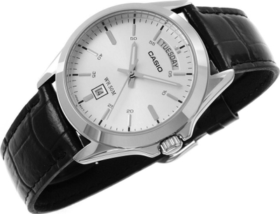 Ora burrash Casio MTP-1370L-7AVDF, quartz, 5 ATM, me rrip të zi