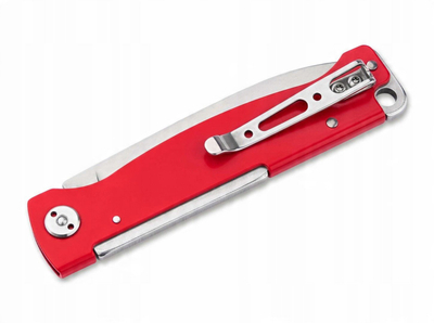 Thikë xhepi Böker Plus Atlas Red Slipjoint, çelik 12C27, dorezë çelik inoks, e kuqe