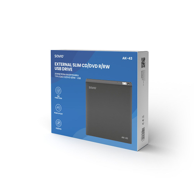 Disk optik i jashtëm SAVIO AK-43, USB 2.0, 24x CD/8x DVD, i zi