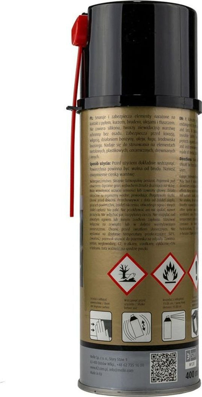 Spray lubrifikant K2 W120 PTFE, 400ml, me spërkatje