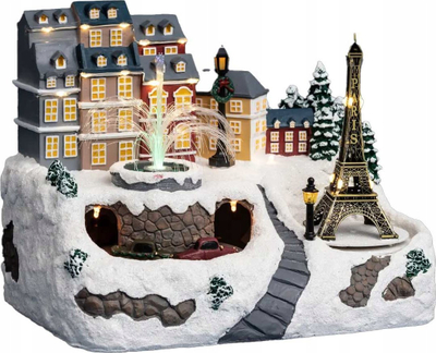 Dekor krishtlindjesh Féeric Lights and Christmas Christmas Village Roofs of Paris, 36 LED, me shatërvan që lëviz, shumëngjyrësh