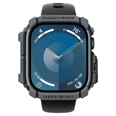 Mbulesë ore inteligjente Spigen Rugged Armor, për Apple Watch 10 46mm, gri e errët