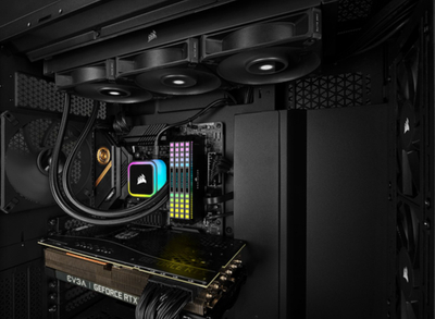 Ftohës uji për procesor Corsair H100i RGB ELITE, 240mm, i zi