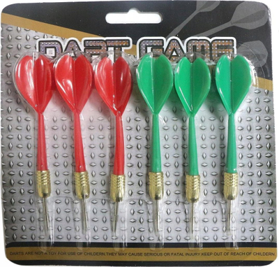 Shigjeta dart MASTER Plated Brass, set 6 copë, me majë çeliku, shumëngjyrëshe