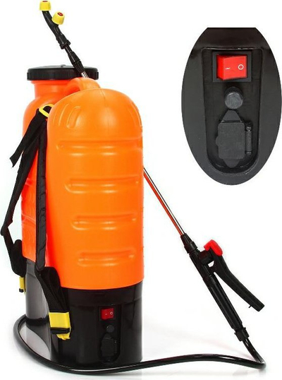 Spërkatëse shpine Demon, 16L, me bateri 12V, portokalli