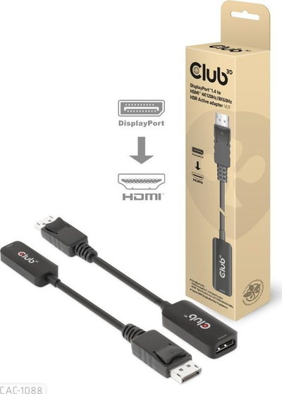 Adapter DisplayPort në HDMI Club3D CAC-1088, 4K, HDR10+, i zi