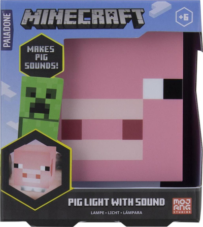 Dritë dekorative Paladone Minecraft Pig, 11cm, me tinguj, rozë
