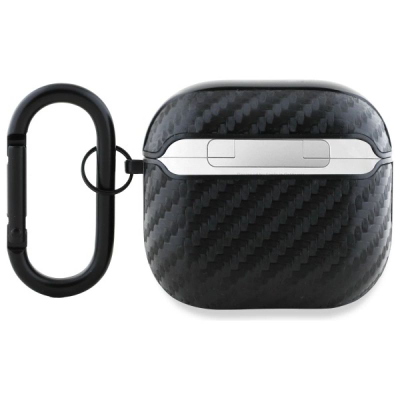Mbulesë BMW PU Carbon M Collection për AirPods 4, me karabinë, e zezë