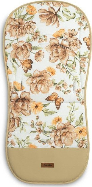 Jastëk për karrocë Sensillo Velvet Pushchair Liner Square, 80x40cm, dyanshëm pambuk edhe velvet, bezhë