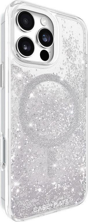 Mbulesë telefoni Case-Mate Waterfall për iPhone 16 Pro Max, me MagSafe, transparente me shkëlqim argjendi