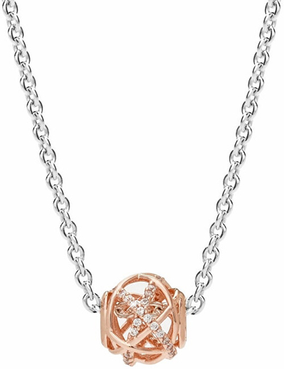 Akesorë për byzylyk Pandora Sparkling & Polished Lines, artë rozë