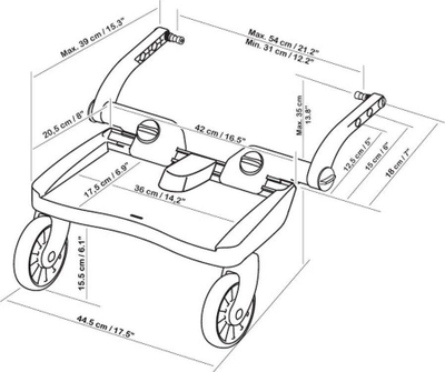 Platformë për karrocë Lascal Buggy Board Maxi, universale, me dy rrota, e kuqe