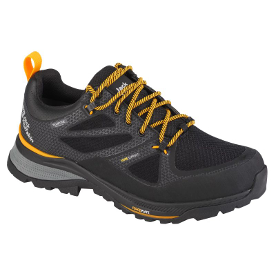 Këpucë outdoor Jack Wolfskin Force Striker Texapore Low M, membranë të papërshkueshme nga uji, taban VIBRAM, e zezë verdhë