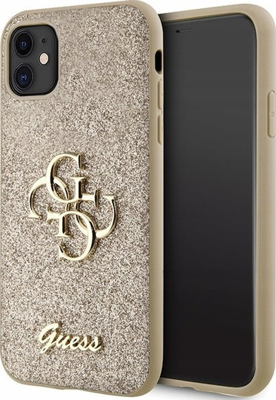 Futrollë telefoni Guess GUHCN61HG4SGD për iPhone 11/Xr 6.1\", Glitter Script Big 4G, e artë