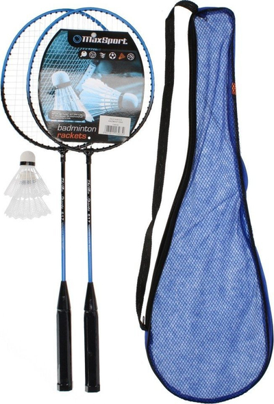 Set badminton MaxSport, 2 raketa 65 cm, 2 shutlla, me çantë, blu