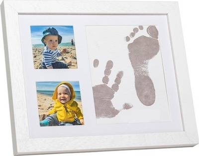 Set odhise për bebe Baby HandPrint, bojë gri, kornizë 10x15 cm, e bardhë