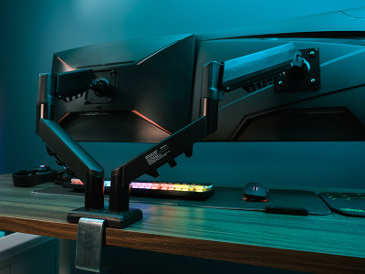 Krah monitori Tracer Double Armflex për 2 monitorë 32", VESA 100x100, i zi