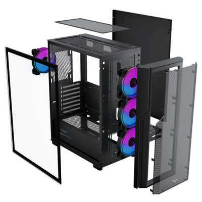 Kutia PC PREYON Nest Aero ARGB PNA04B, mid tower, xham i temperuar, e zezë
