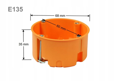 Kuti elektrike Simet E135, për mure të zbrazëta 68mm, thellësi 35mm, portokalli