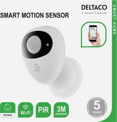Sensor i zgjuar lëvizje Deltaco SH-WS01, Wi-Fi 2.4 GHz, për shpi t’zgjuar, bardh e zi