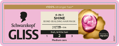 Maskë flokësh Schwarzkopf Gliss Shine 4 in 1, për flokë të thatë dhe të dëmtuar, 400ml