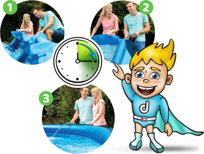 Pishinë mbi tokë Bestway Fast Set, e fryrë, me pompë filtrimi, blu