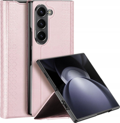 Këllf telefoni DUX DUCIS Samsung Galaxy Z Fold 6, me mbajtëse kartelash, funksion stand, rozë