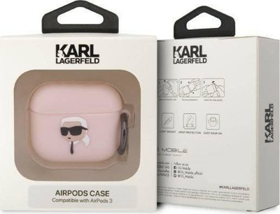 Mbulesë për kufje Karl Lagerfeld KLA3RUNIKP, për Apple AirPods 3, silikon, rozë