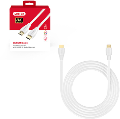 Kabllo Unitek HDMI - HDMI 2.1, 8K, 1 m, e bardhë (C11099AWH03-1M)