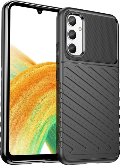 Kllëf telefoni Thunder Case për Samsung Galaxy A34 5G, silikon TPU, antirrëshqitës, i zi