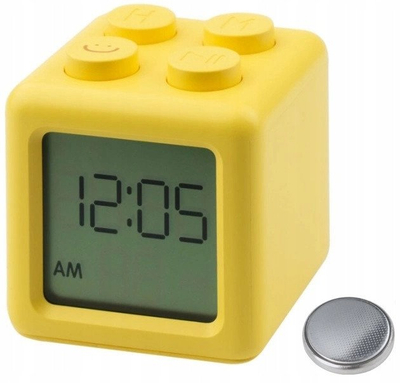 Orë alarmi Marys Alarm Clock Cube, në formë kubi, e verdhë