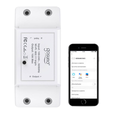Çelës i mençur WiFi Gosund Smart Switch SW3, kontroll përmes aplikacionit, mbështetje Alexa dhe Google Home, i bardhë