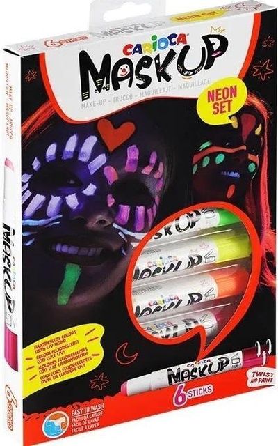 Lapsa ngjyruese për fytyrë Carioca MaskUp Neon, 6 copë, efekte UV, shumëngjyrëshe