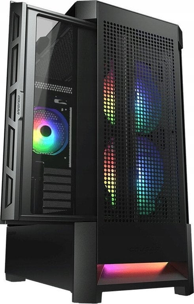Kasë Cougar Airface RGB, e zezë, Midi Tower