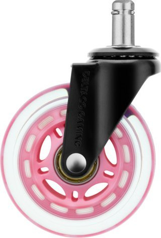 Rrotë universale Deltaco Rubber Caster, 3", gomë, rozë