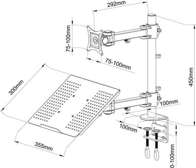 Држач Art Desk за монитор 13"- 27" и лаптоп L-23 (RAMM L-23)