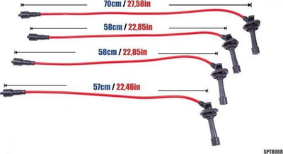 Kabllo ndezjeje PowerTEC Ignition Leads, Subaru Impreza STI EJ20 97-00, 8mm silikon, të kuqe
