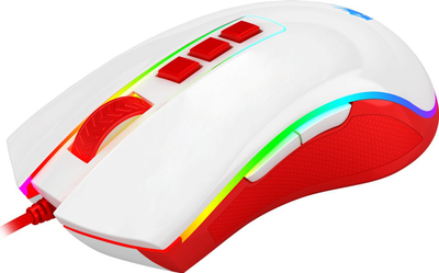 Maus gaming Redragon M711C Cobra, 10000 DPI, RGB, i bardhë me të kuqe