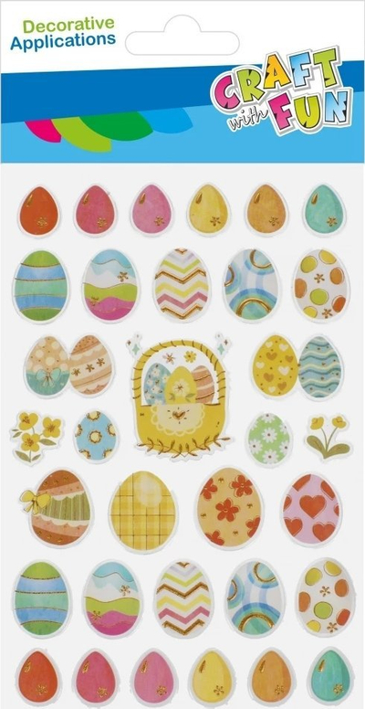 Stikera dekorativë CRAFT WITH FUN Metallic Egg 531736, set 33 copë, për Pashkë