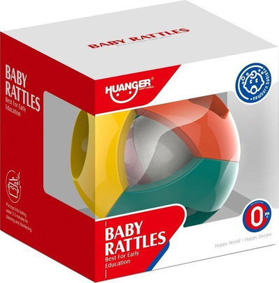 Top me zile LeanToys Colorful Rattle Ball, figura gjeometrike, shumëngjyrësh