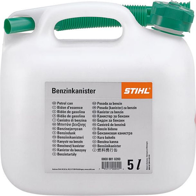 Bidon benzine Stihl, 5L, plastik i tejdukshëm, i bardhë
